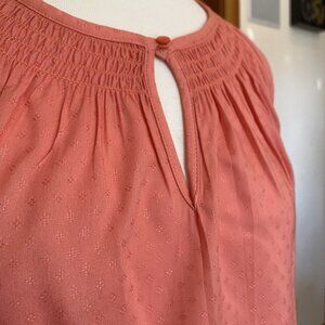 Croft and Barrow sleeveless smock-neck blouse, coral, size l, NWT